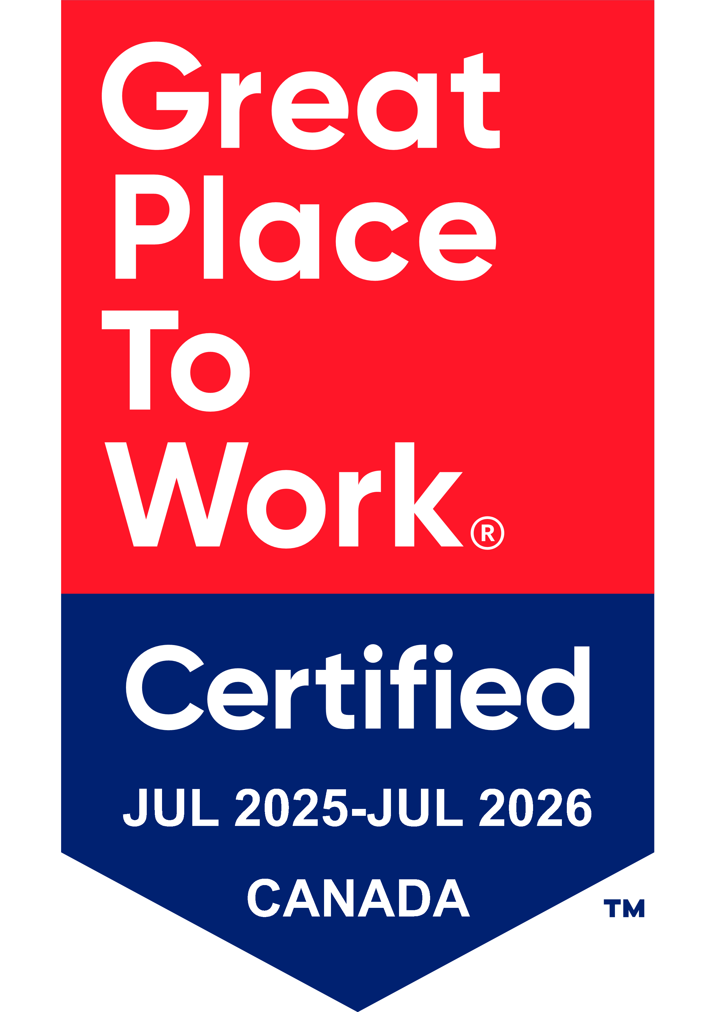 Great Place To Work Certified Canada badge for 2025-2026